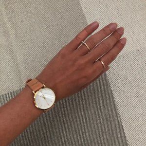 Rosefield Genuine Leather Watch with 14k Gold